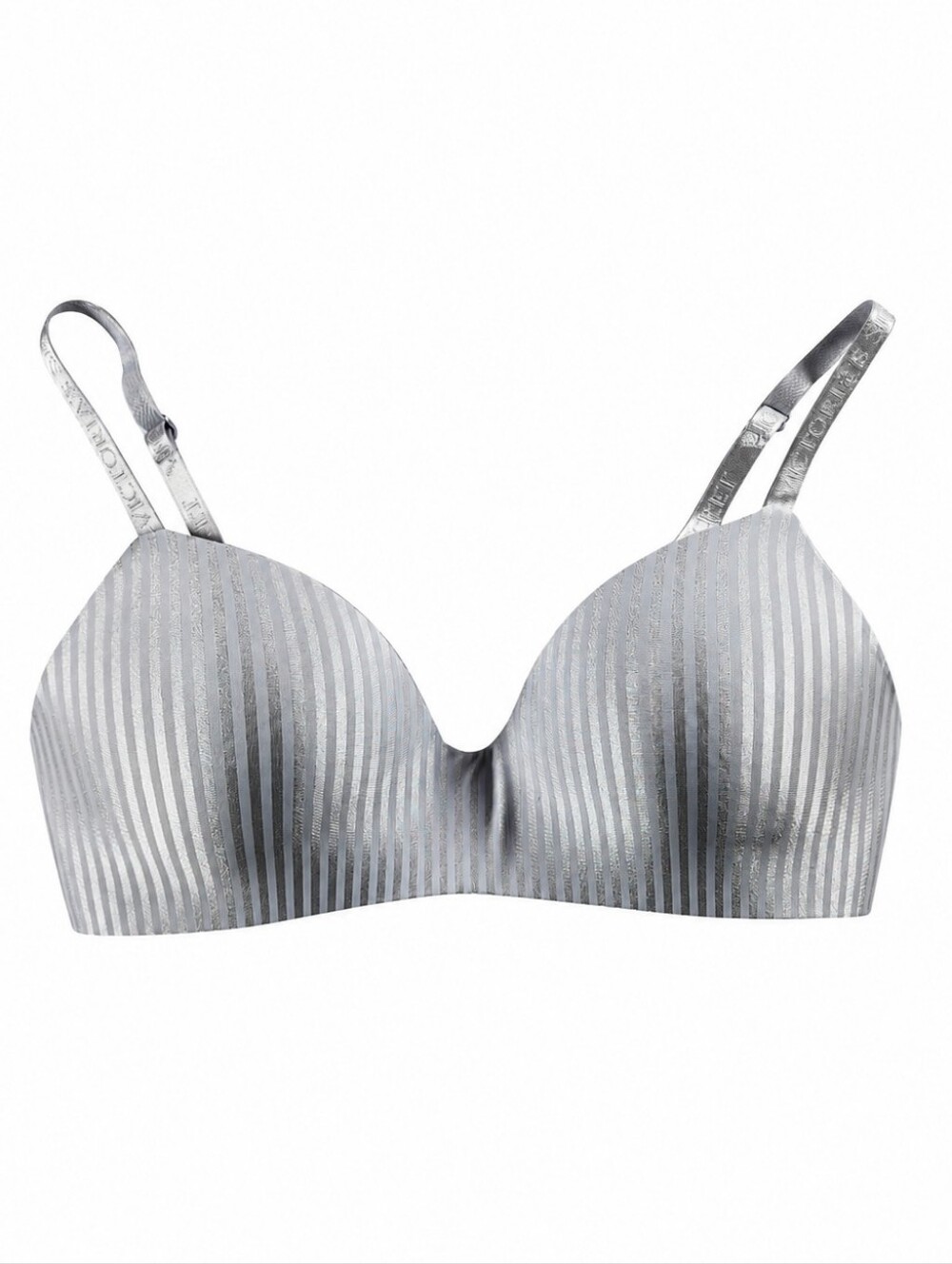 Victoria’s Secret 34D Wireless T-Shirt Bra Silver Metallic Stripe